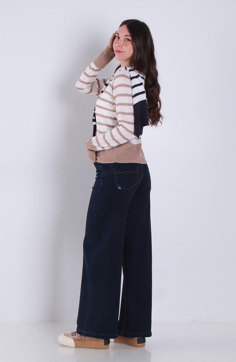 Jeans Wide Tiro Alto Secret Push Up Pretina Basica Un Boton-8