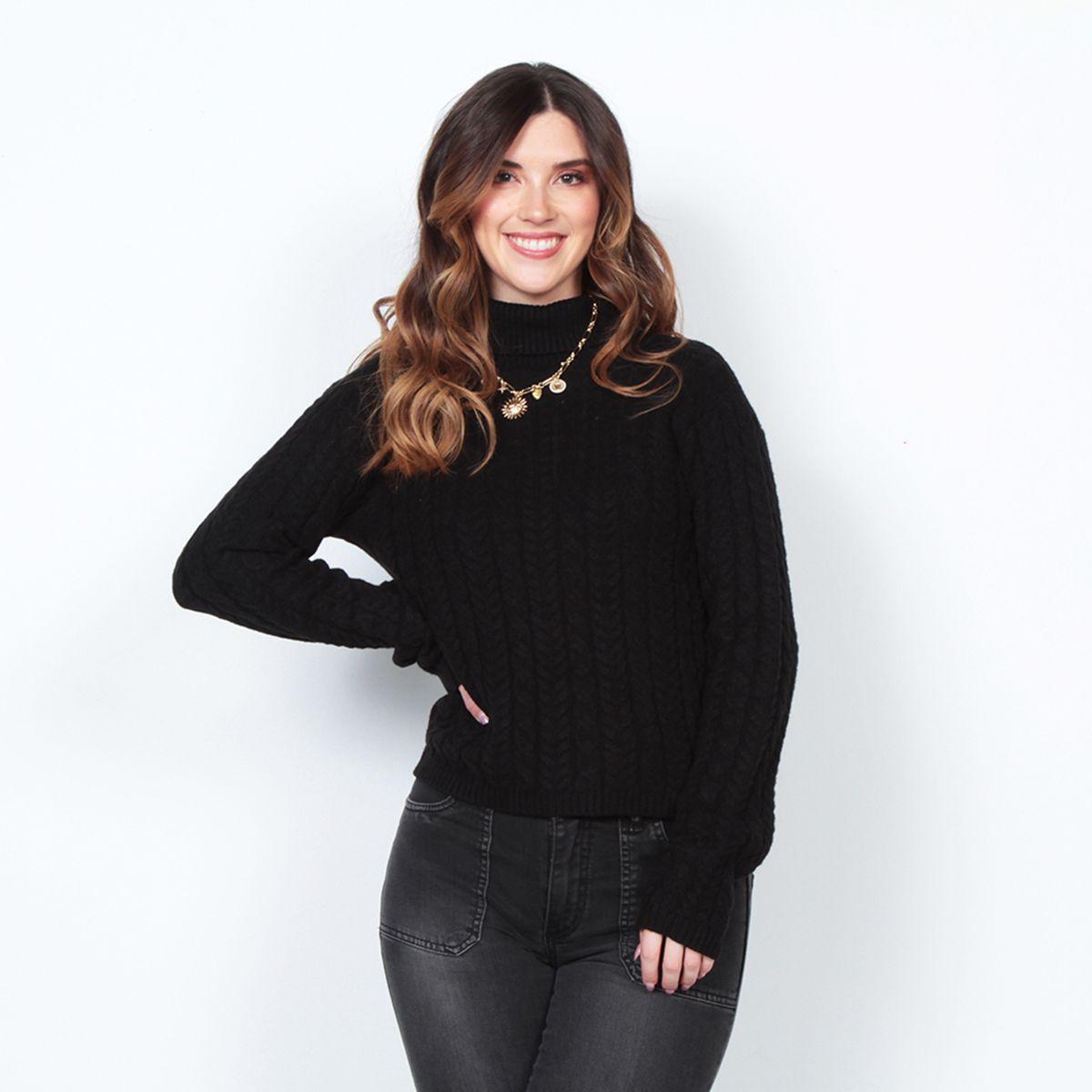 Sweater Cuello Alto Manga Larga  Solido-0