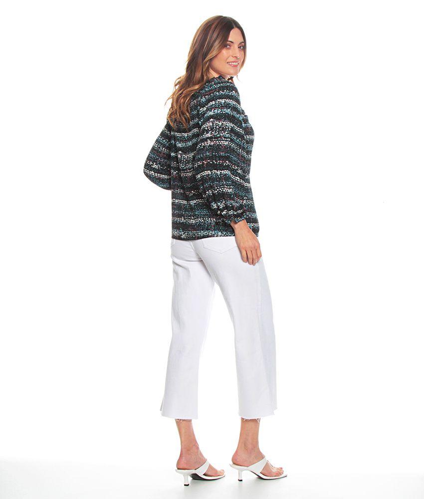 Blusa Manga Larga Estampada Escote Con Elastico-4