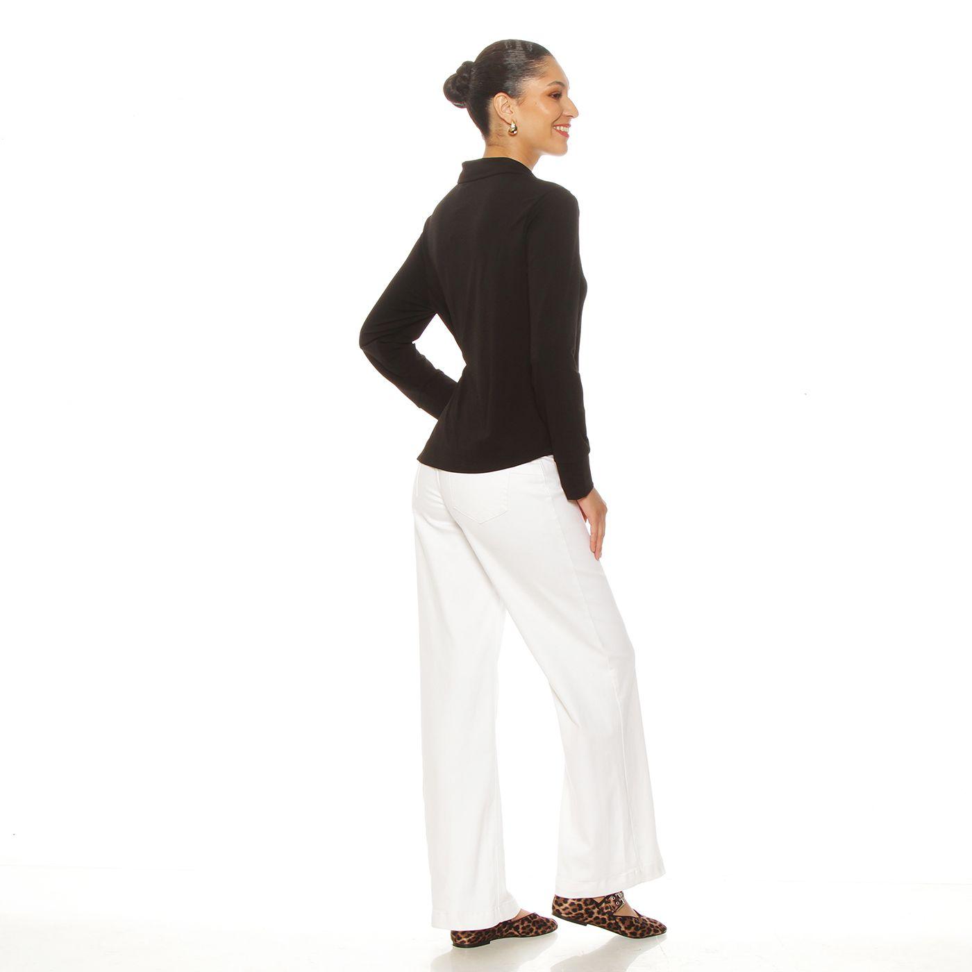 Blusa Manga Larga Abotonada En Delantero Con Aplicacion En Hombros-5