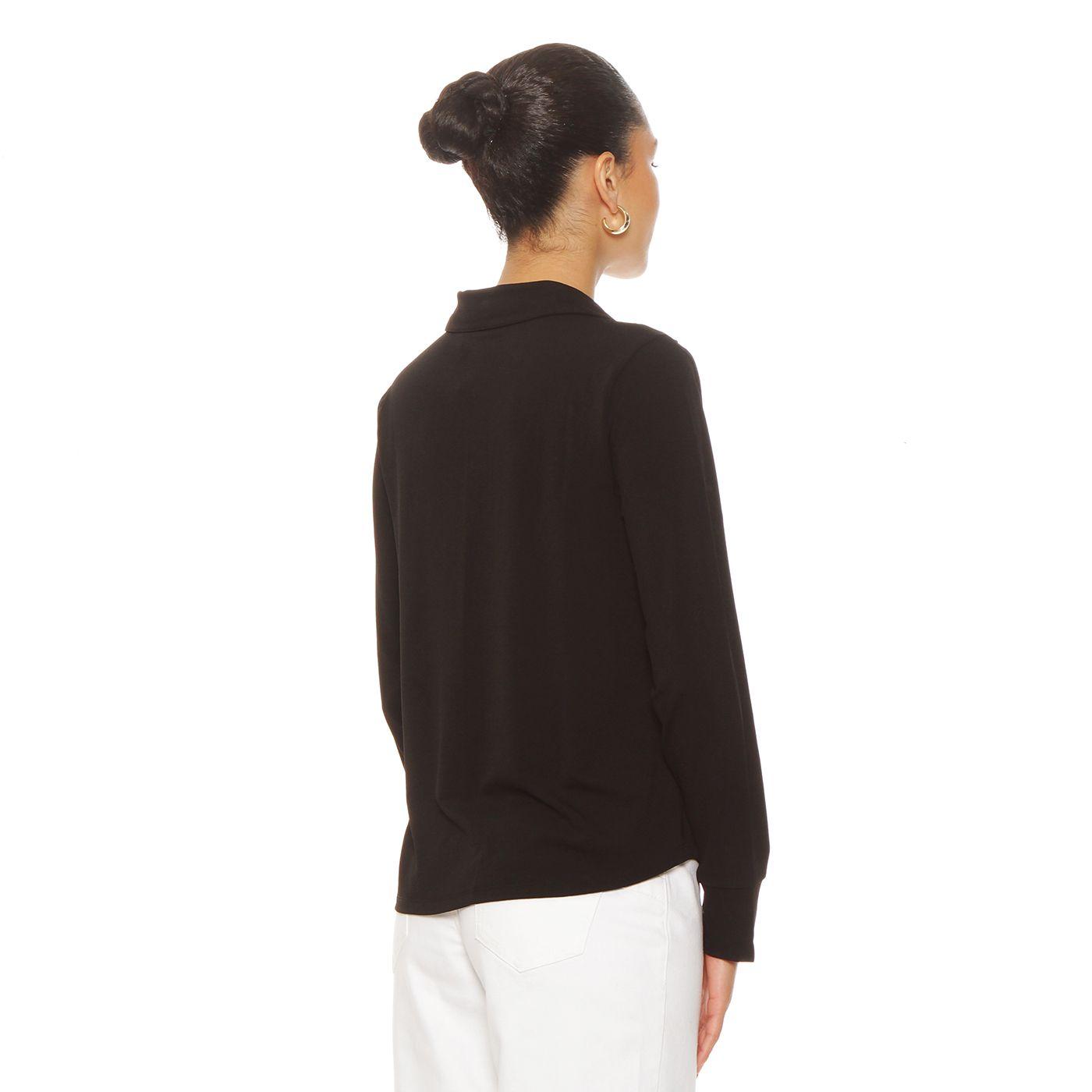 Blusa Manga Larga Abotonada En Delantero Con Aplicacion En Hombros-6