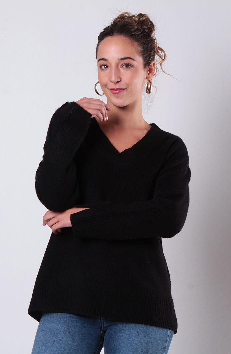 Sweater Manga Larga Escote V-0