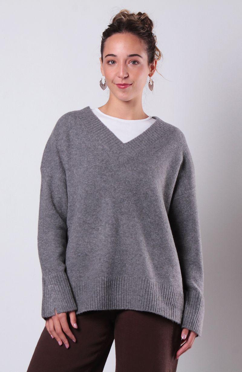Sweater Manga Larga Escote V-0