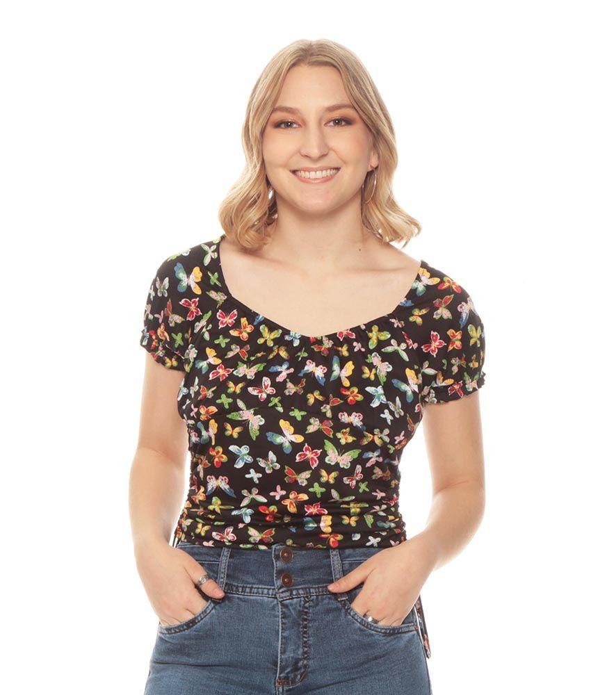 Polera Manga Corta Estampada Detalle Costado-0