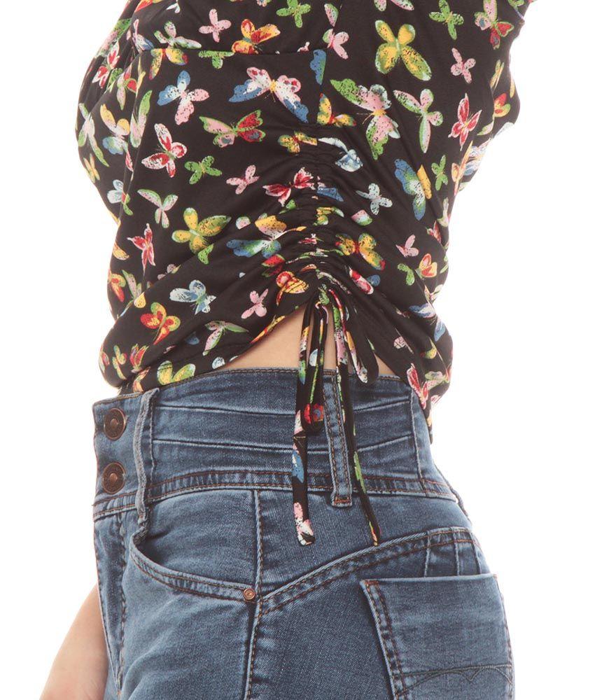 Polera Manga Corta Estampada Detalle Costado-1