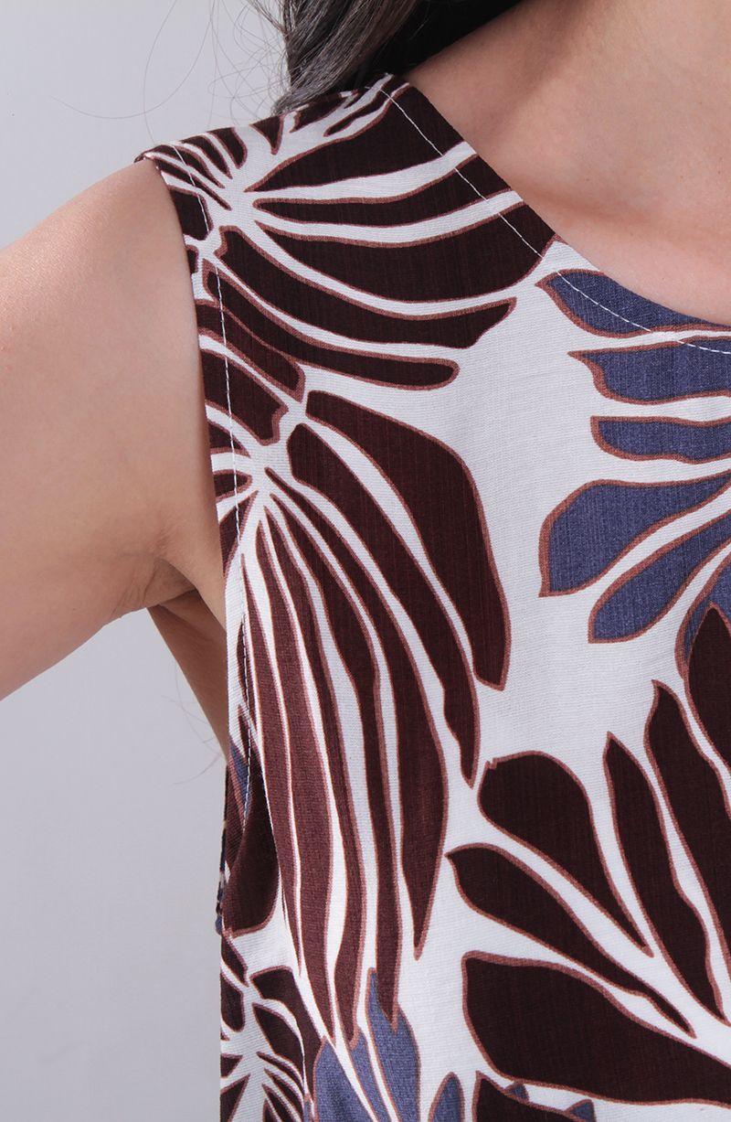 Blusa Estampada Sin Manga Escote Redondo-2