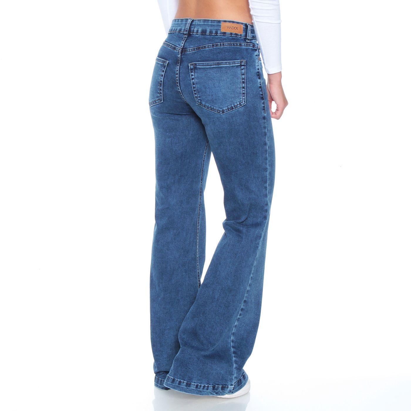 Jeans Flare Tiro Alto 1 Boton Pretina-1