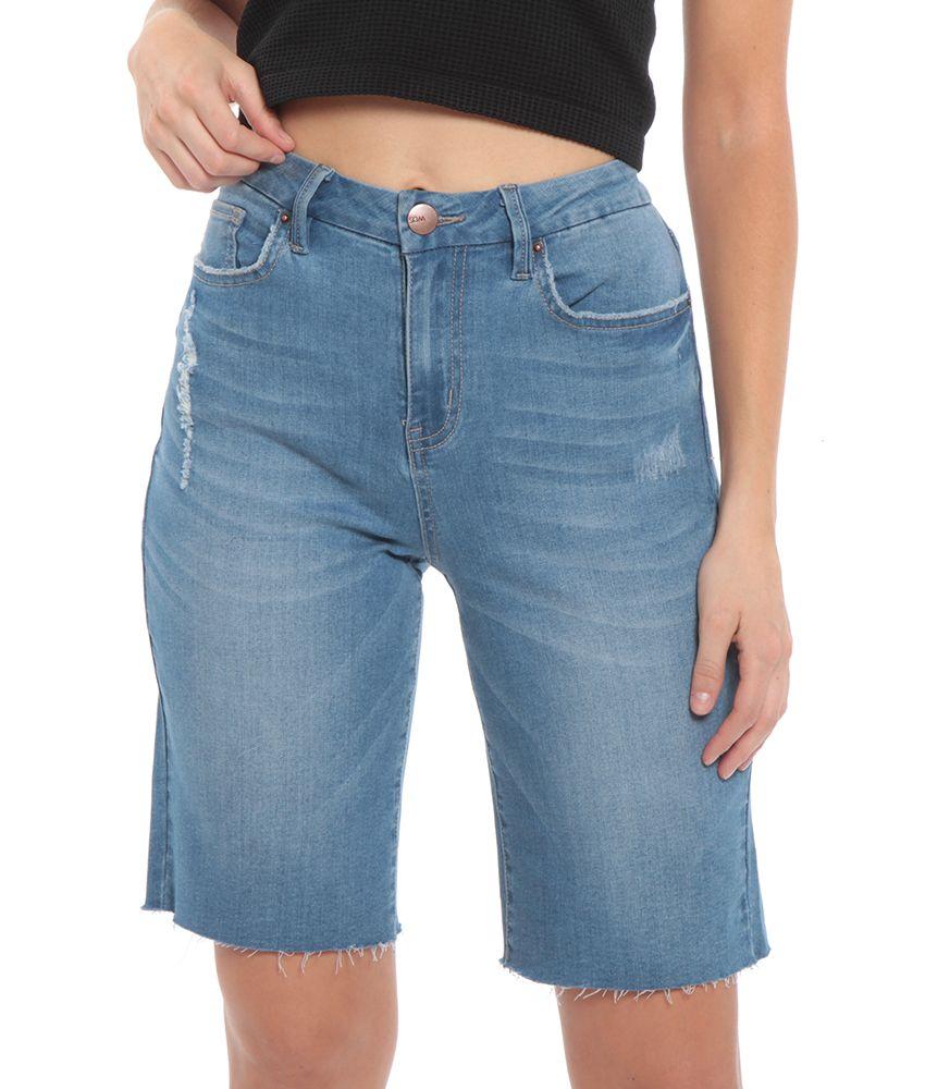 Bermuda Tiro Alto Con Basta Desflecada Pretina Basica Un Boton-4