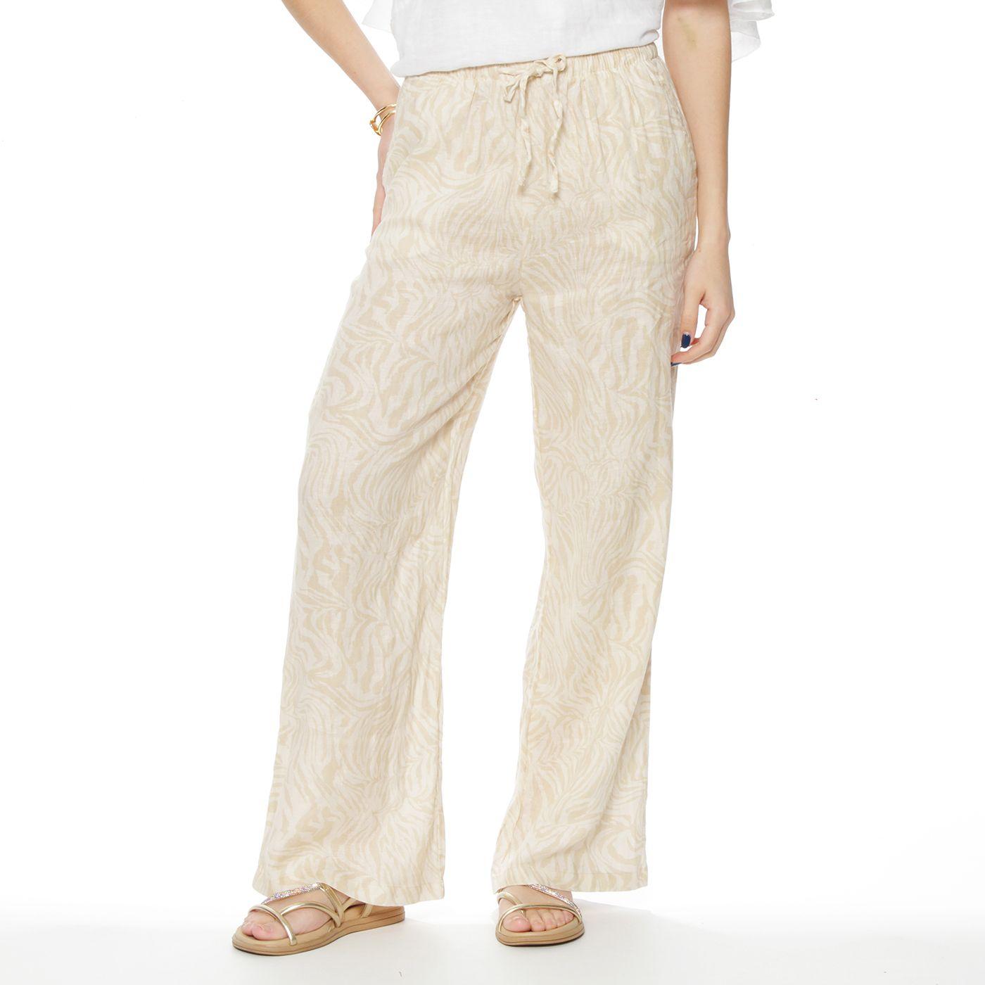 Pantalon Lino Estampado Recto  Tiro Alto Pretina Elasticada-8
