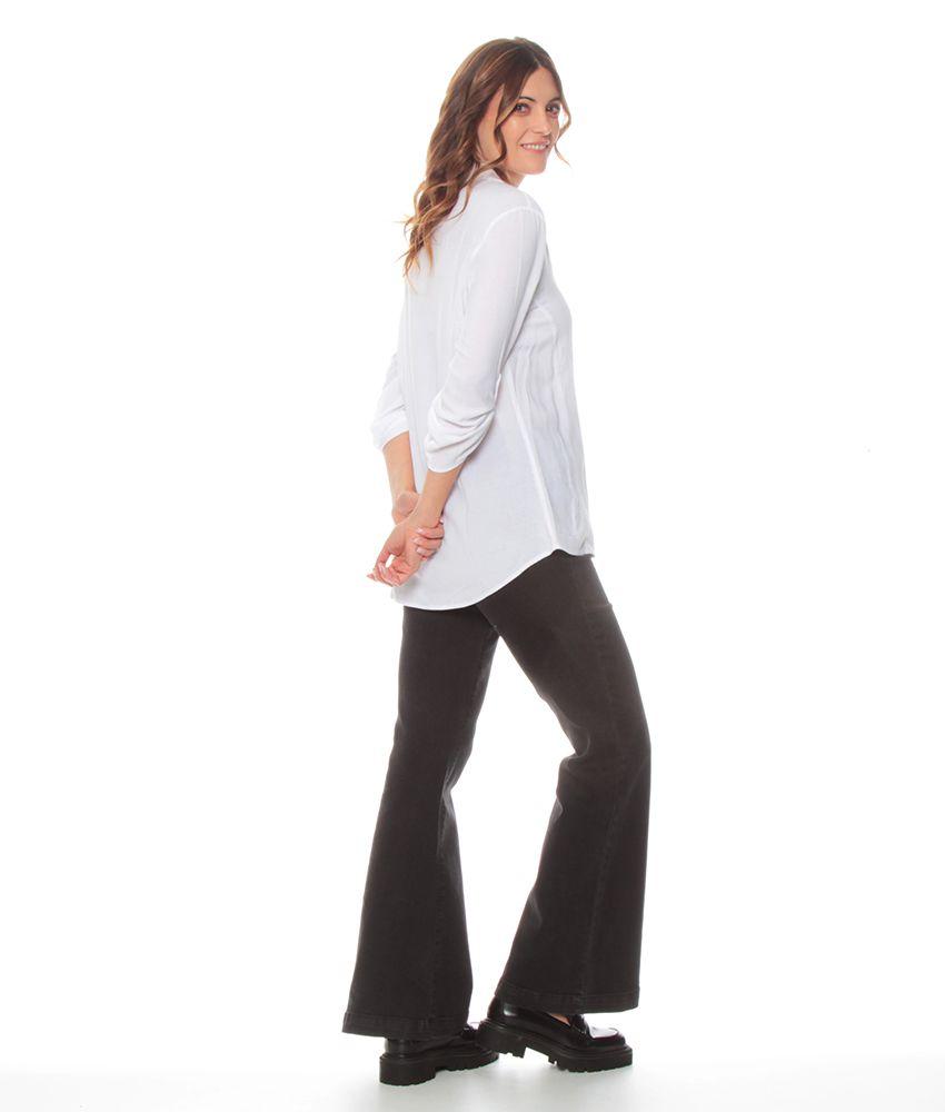 Blusa Manga Larga Solida Cuello Camisero Botones Delantero-4