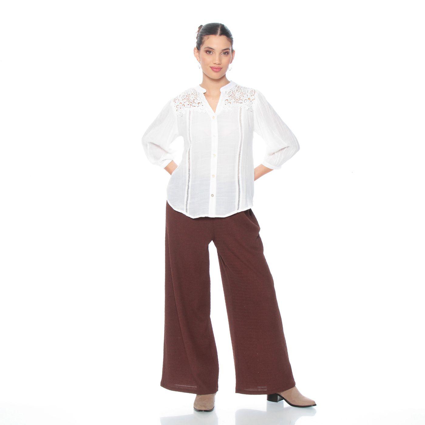 Blusa Manga Larga Xon Brodery En Delantero Y Espalda Escote V-4