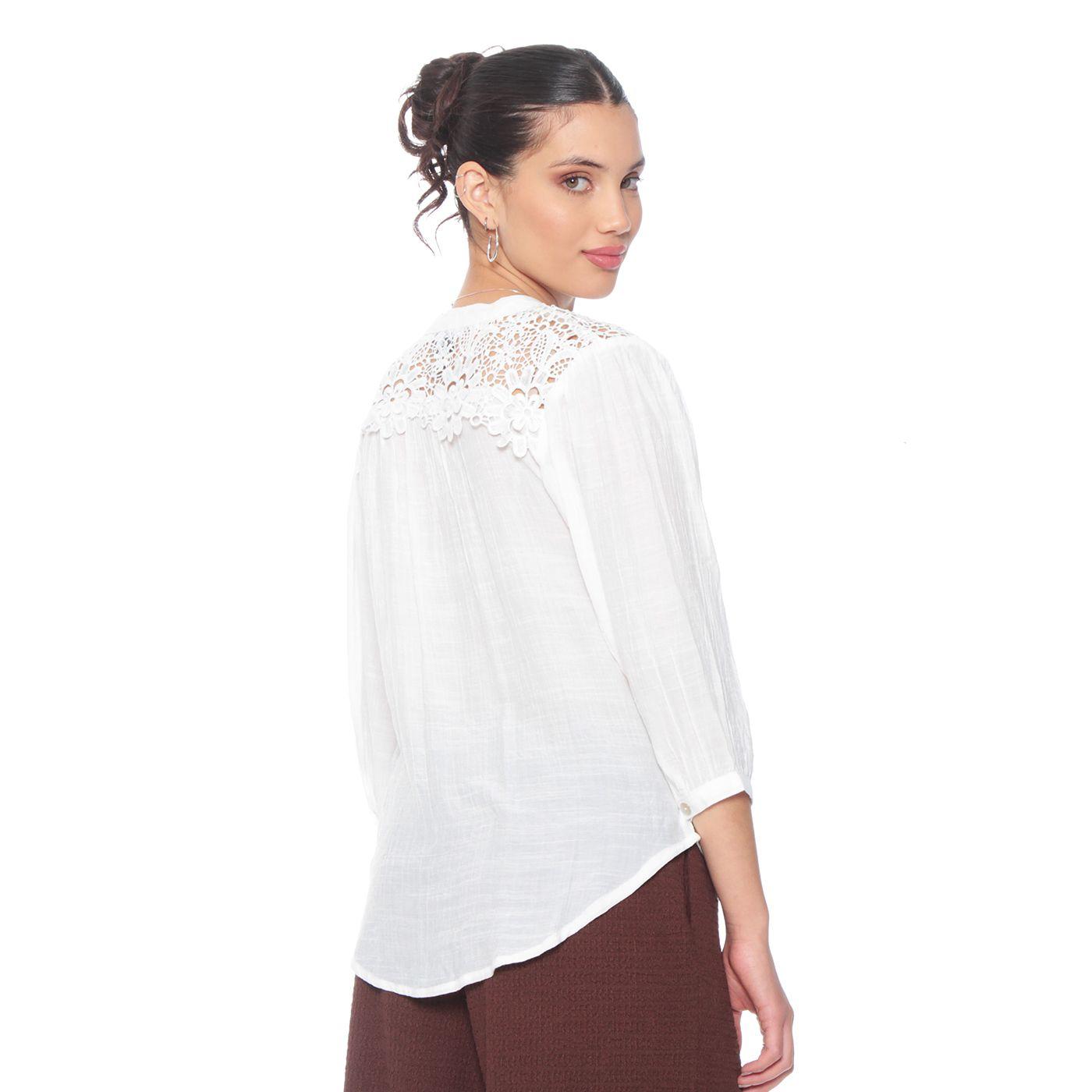 Blusa Manga Larga Xon Brodery En Delantero Y Espalda Escote V-5