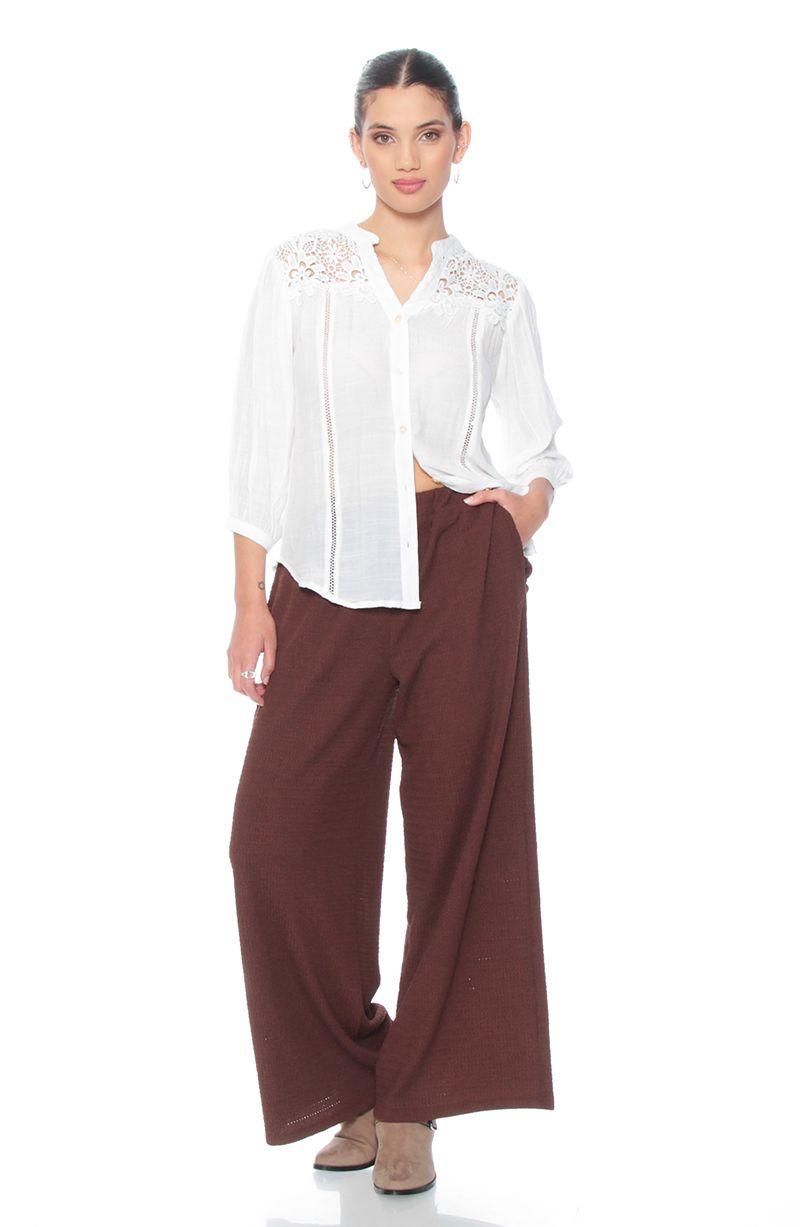 Blusa Manga Larga Xon Brodery En Delantero Y Espalda Escote V-2