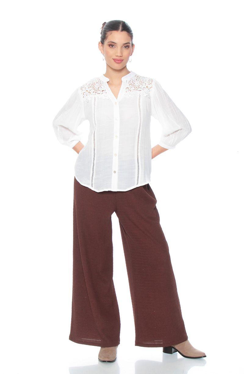 Blusa Manga Larga Xon Brodery En Delantero Y Espalda Escote V-3