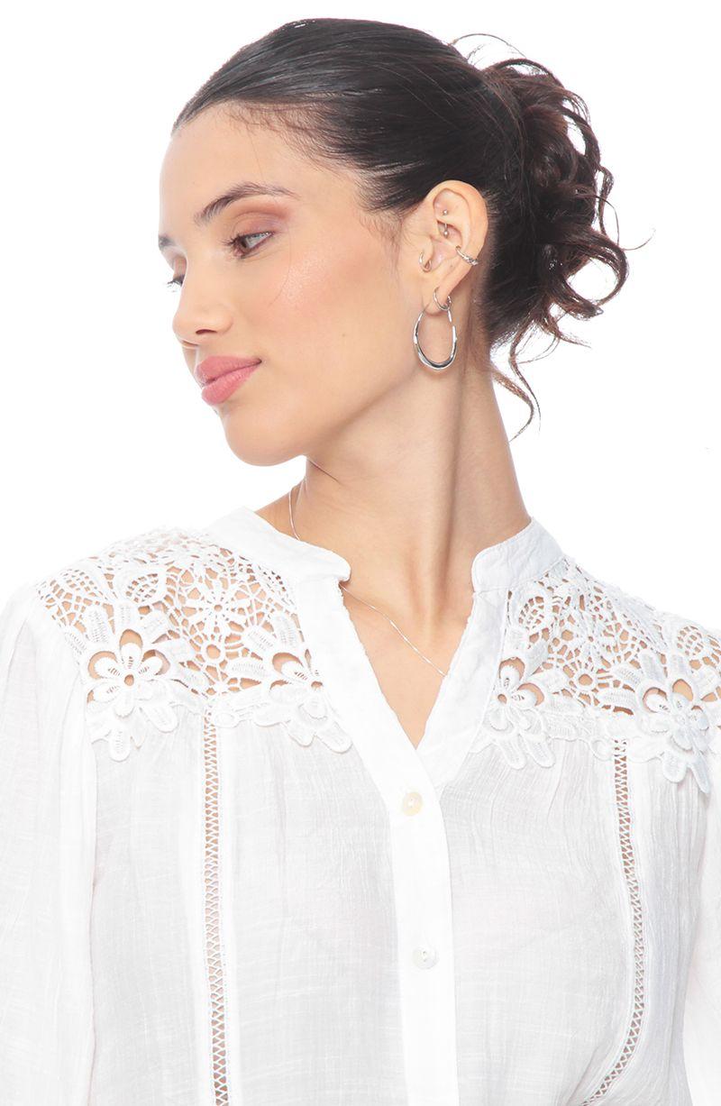 Blusa Manga Larga Xon Brodery En Delantero Y Espalda Escote V-4