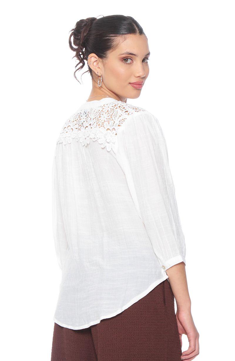Blusa Manga Larga Xon Brodery En Delantero Y Espalda Escote V-5