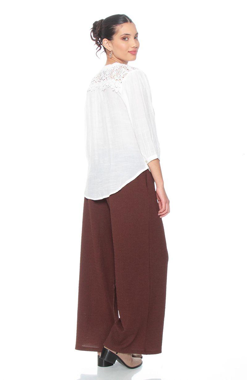 Blusa Manga Larga Xon Brodery En Delantero Y Espalda Escote V-6