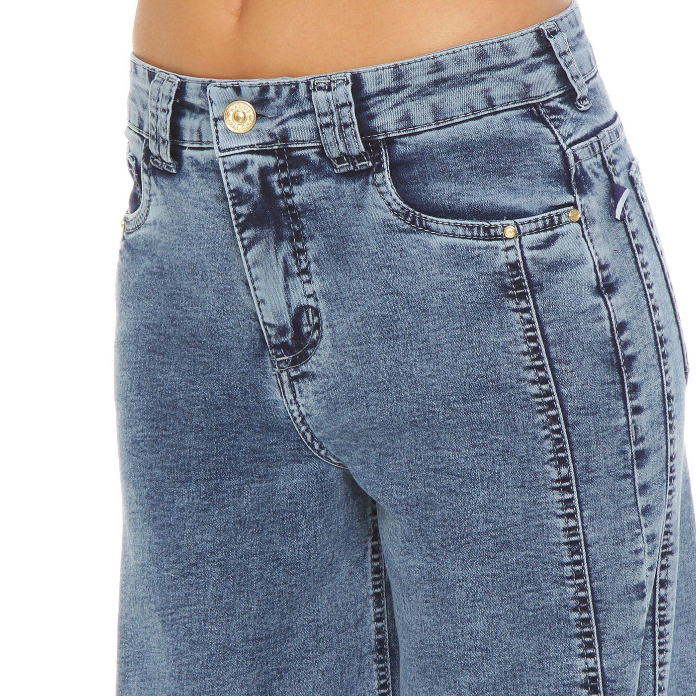 Jeans Wide Leg Tiro Alto  Costadillos  Pretina Basica 1 Boton-2