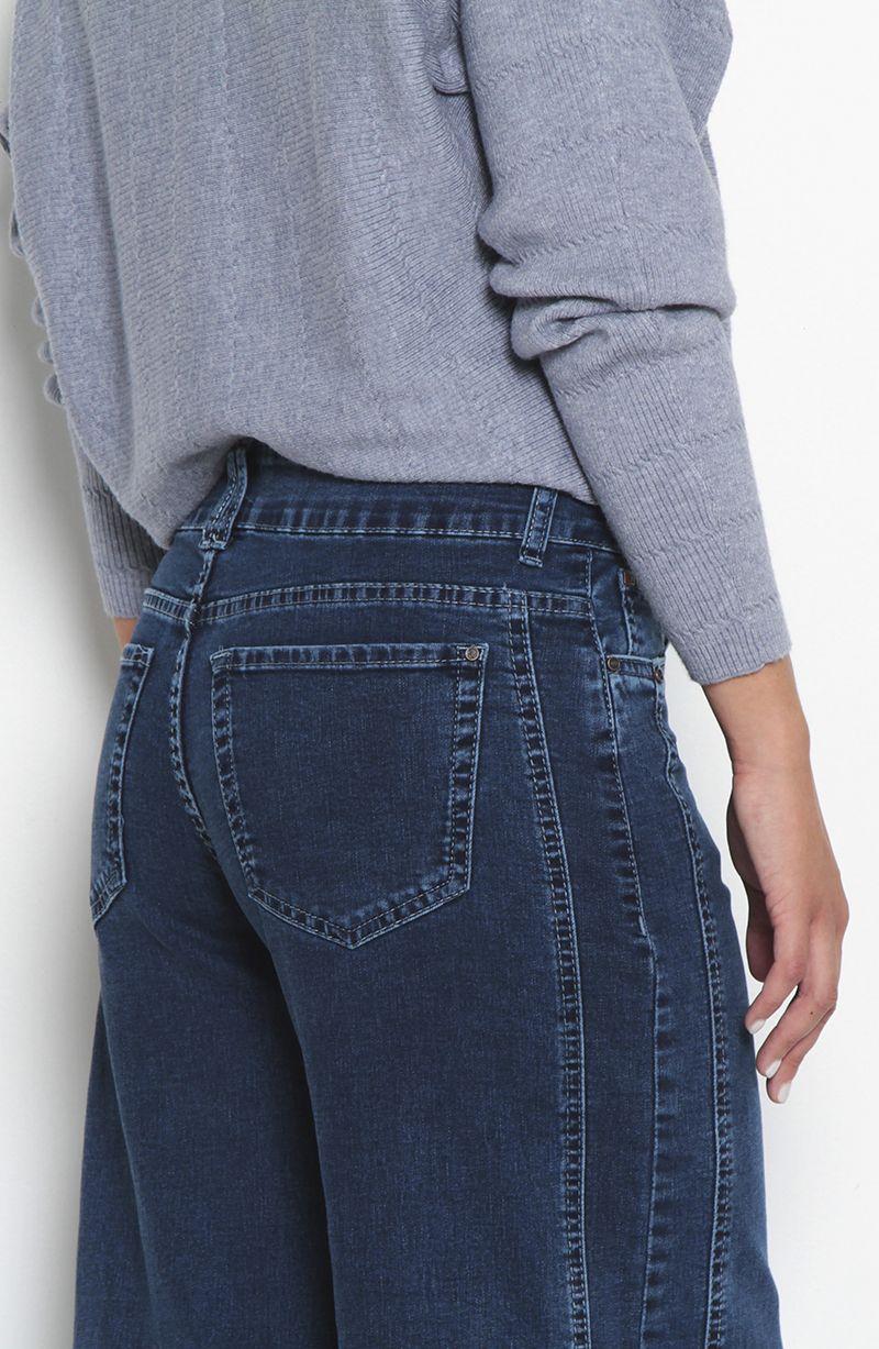Jeans Wide Leg Tiro Alto  Costadillos  Pretina Basica 1 Boton-2
