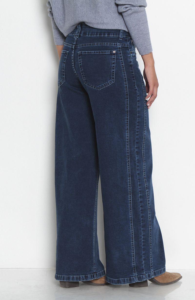 Jeans Wide Leg Tiro Alto  Costadillos  Pretina Basica 1 Boton-9