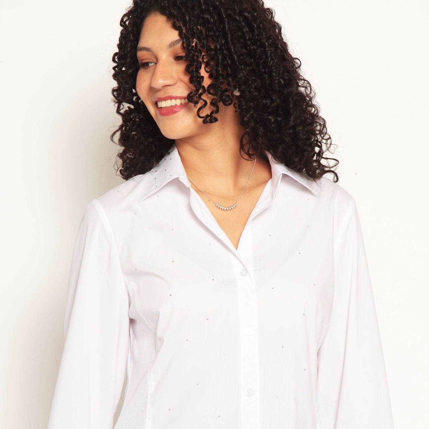 Blusa Manga 3/4 Abotonada En Delantero Y Aplicacion En Strass-2