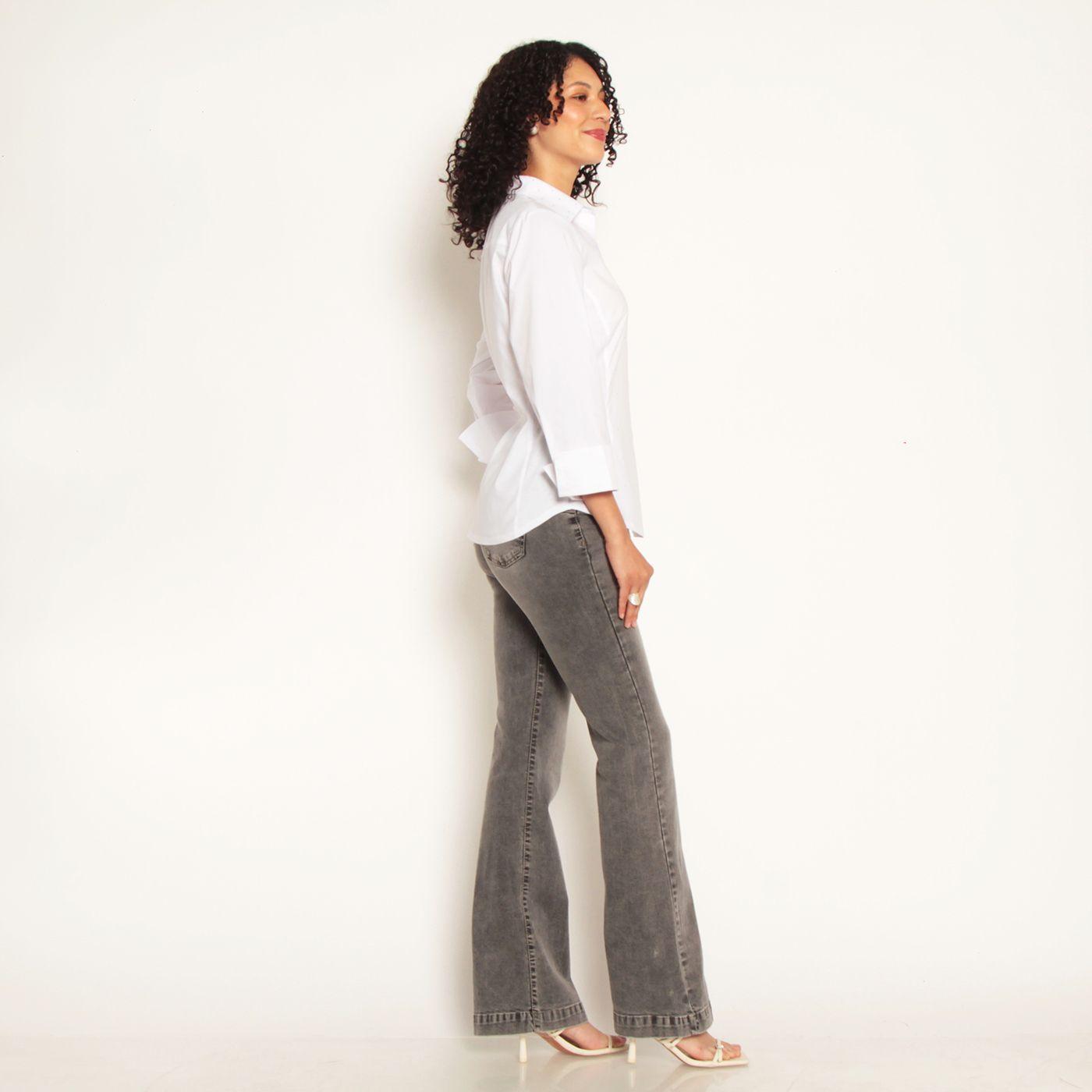 Blusa Manga 3/4 Abotonada En Delantero Y Aplicacion En Strass-5