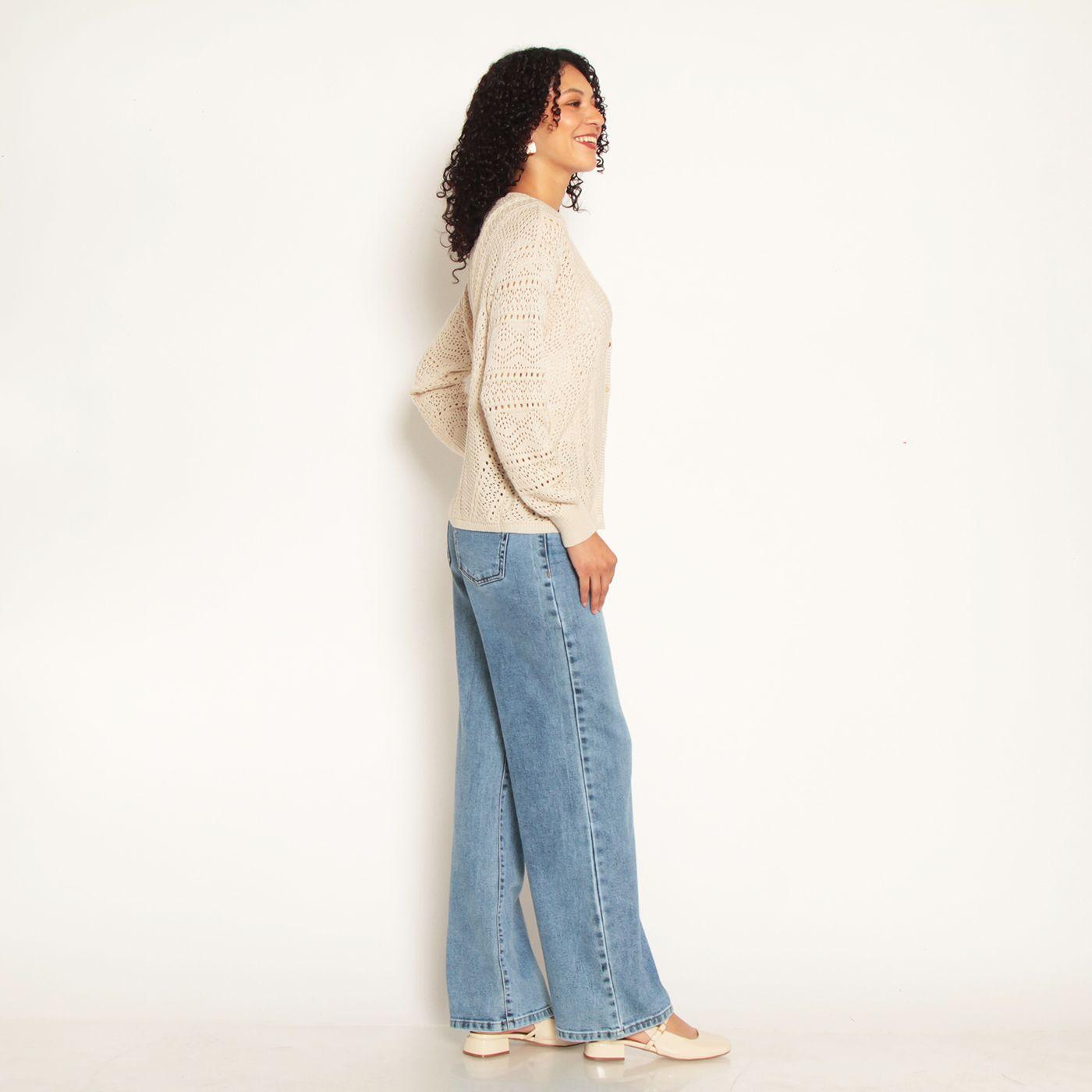 Chaleco Manga Larga Escote V Abotonado En  Delantero-4