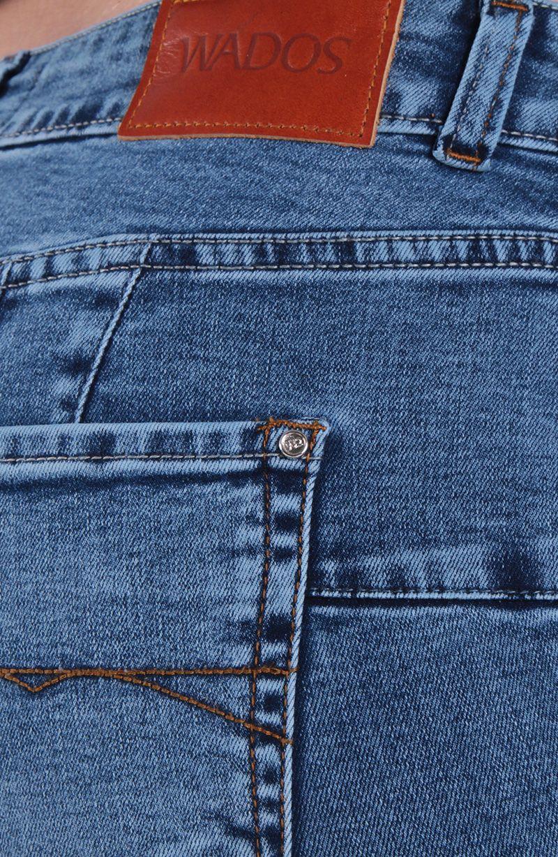 Jeans Flare Tiro Alto Pretina Basica 1 Boton Push Up-4