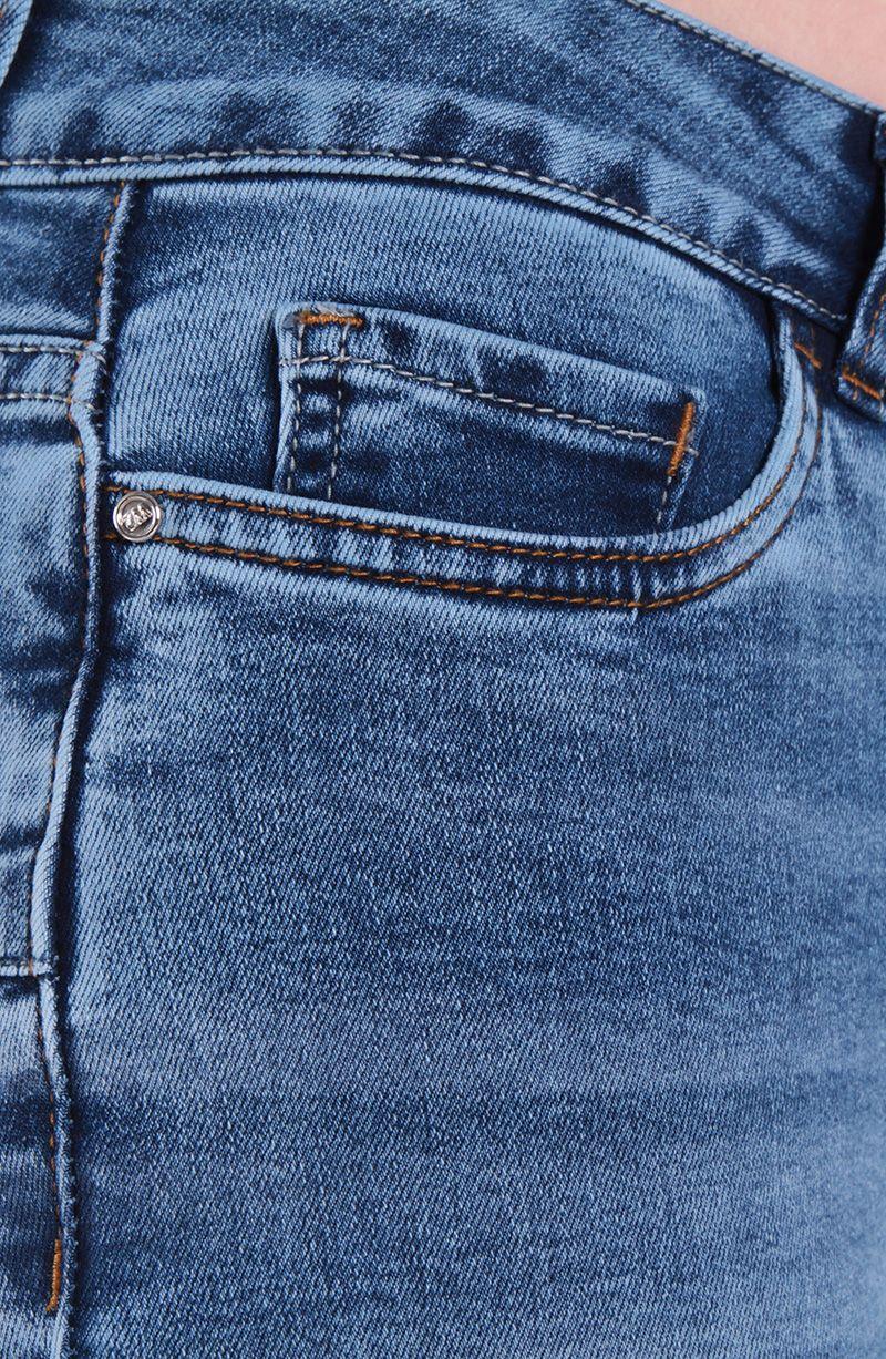 Jeans Flare Tiro Alto Pretina Basica 1 Boton Push Up-5