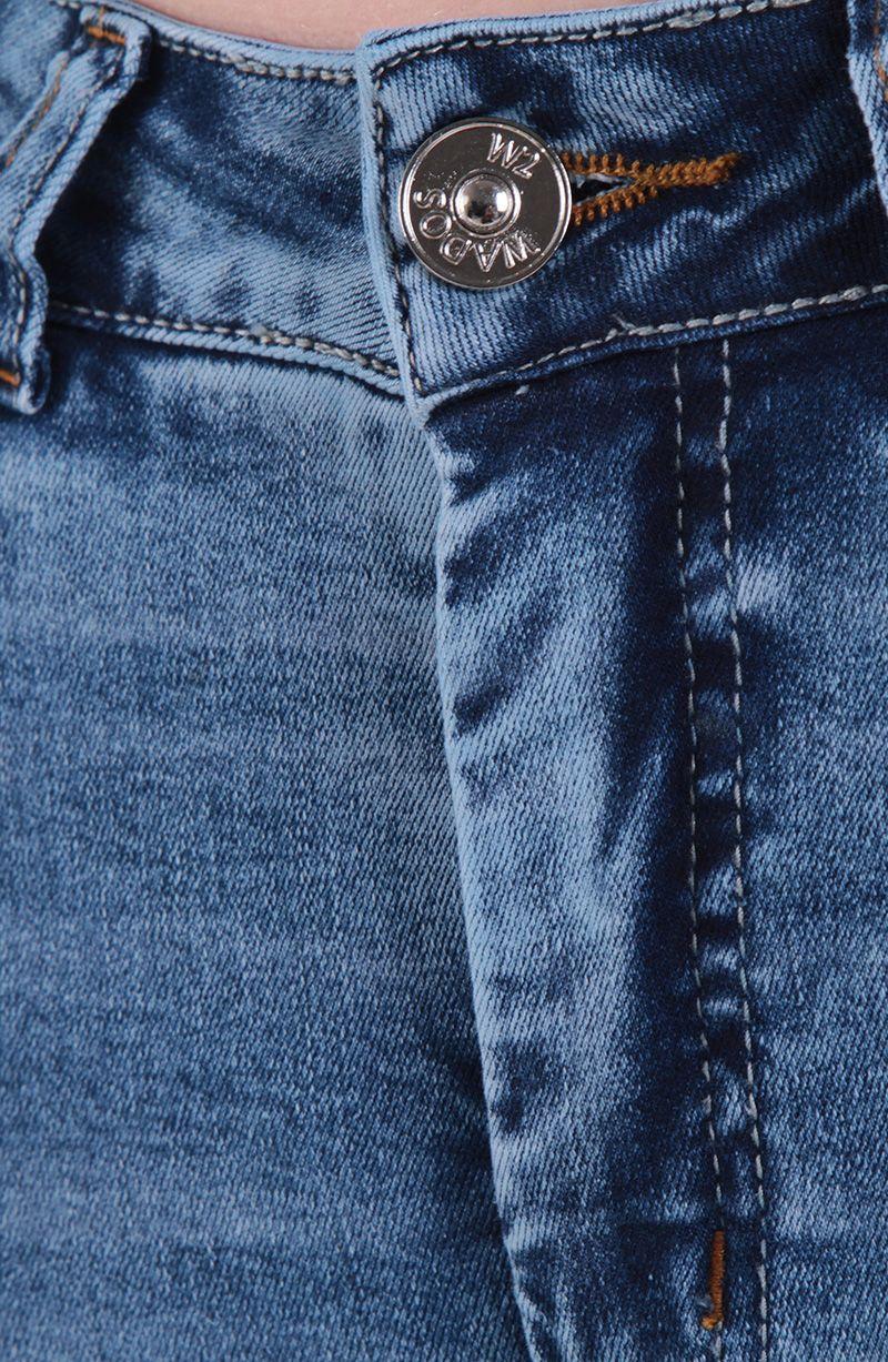 Jeans Flare Tiro Alto Pretina Basica 1 Boton Push Up-6