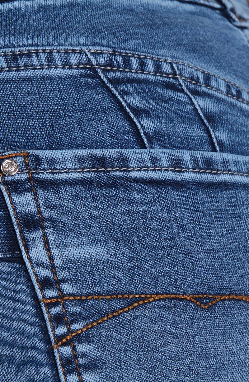 Jeans Flare Tiro Alto Pretina Basica 1 Boton Push Up-7