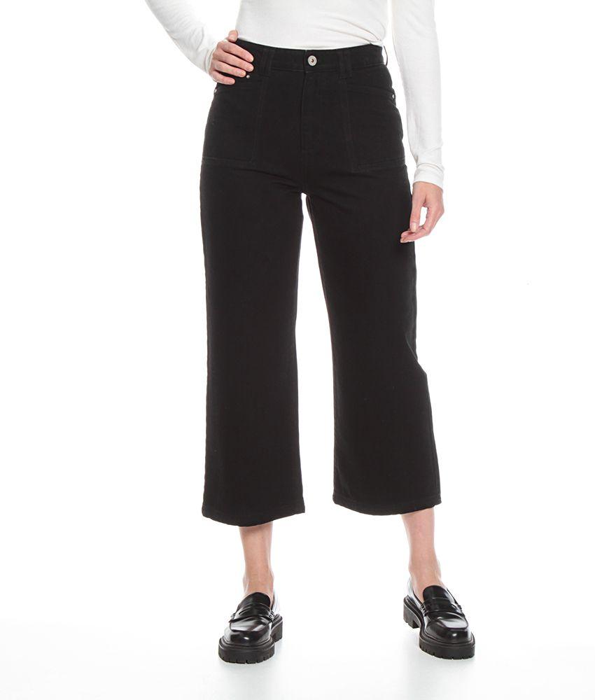 Jeans Basico Palazzo Culotte Tiro Alto Pretina Basica Un Boton-0