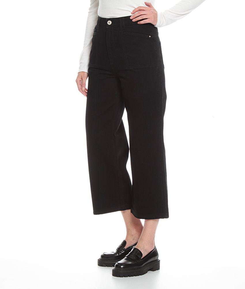 Jeans Basico Palazzo Culotte Tiro Alto Pretina Basica Un Boton-1