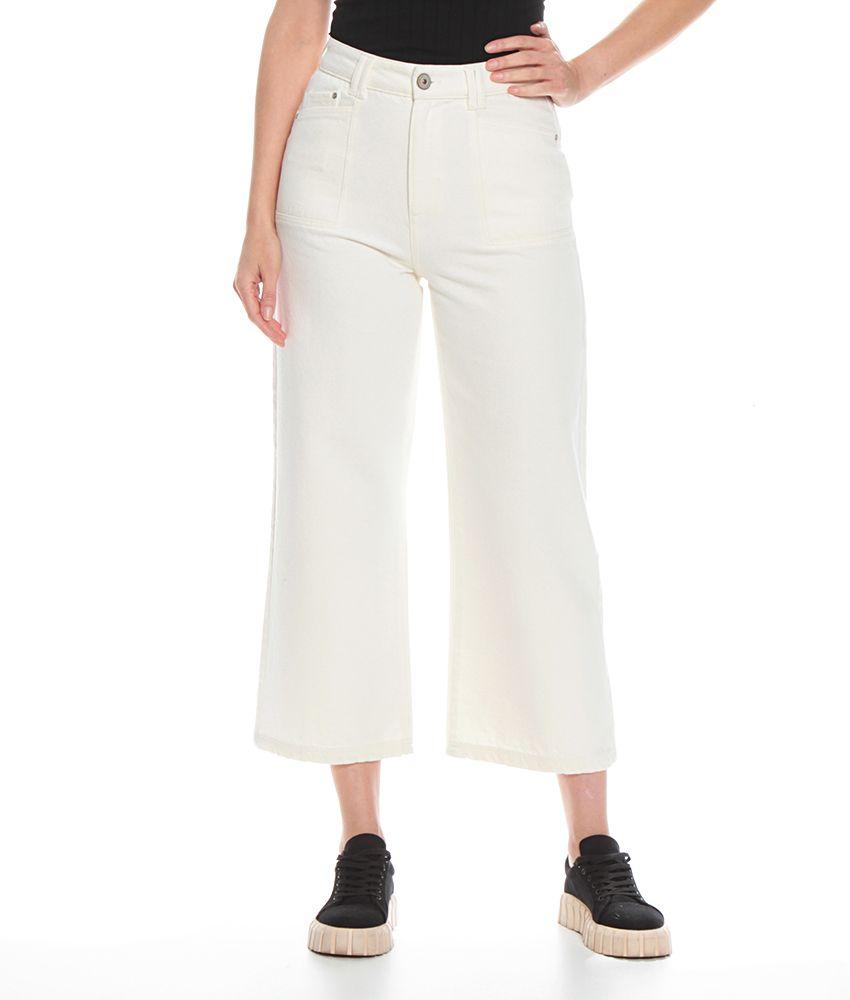 Jeans Basico Palazzo Culotte Tiro Alto Pretina Basica Un Boton-0
