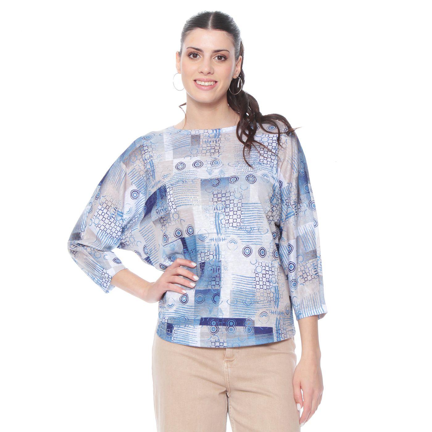 Polera Manga 3/4 Sublimado Aplicacion Strass Escote Redondo-0
