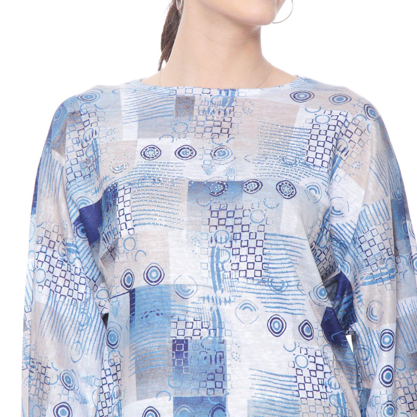 Polera Manga 3/4 Sublimado Aplicacion Strass Escote Redondo-1
