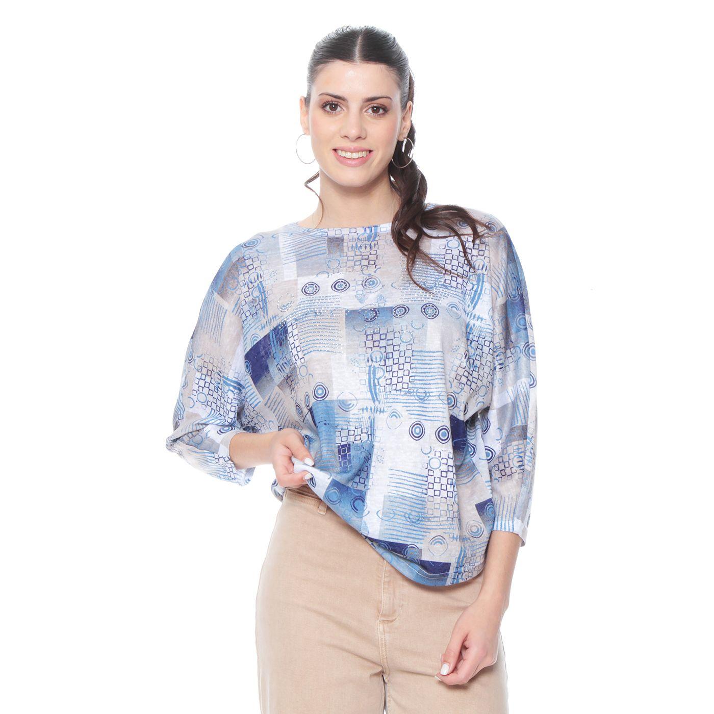 Polera Manga 3/4 Sublimado Aplicacion Strass Escote Redondo-2