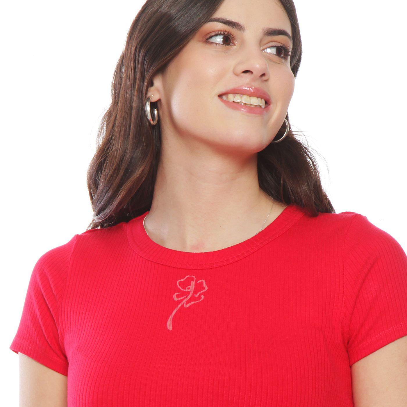 Polera Manga Corta Solid Flor  Laser-1