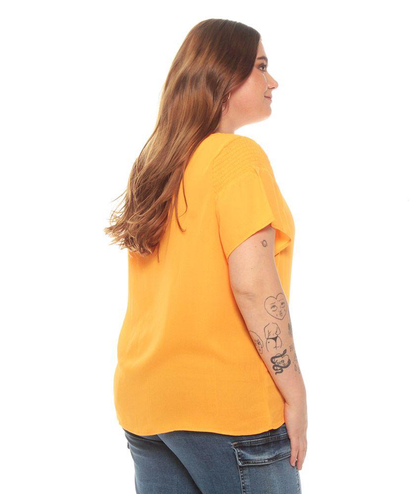 Blusa Manga Corta Con Detalle Solida Escote Redondo-5