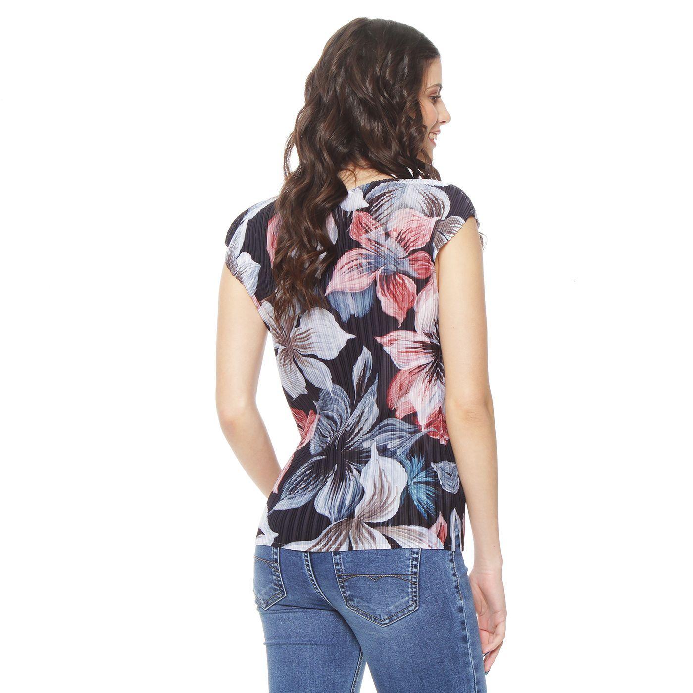 Blusa Sin Manga Estampada Plisada-4