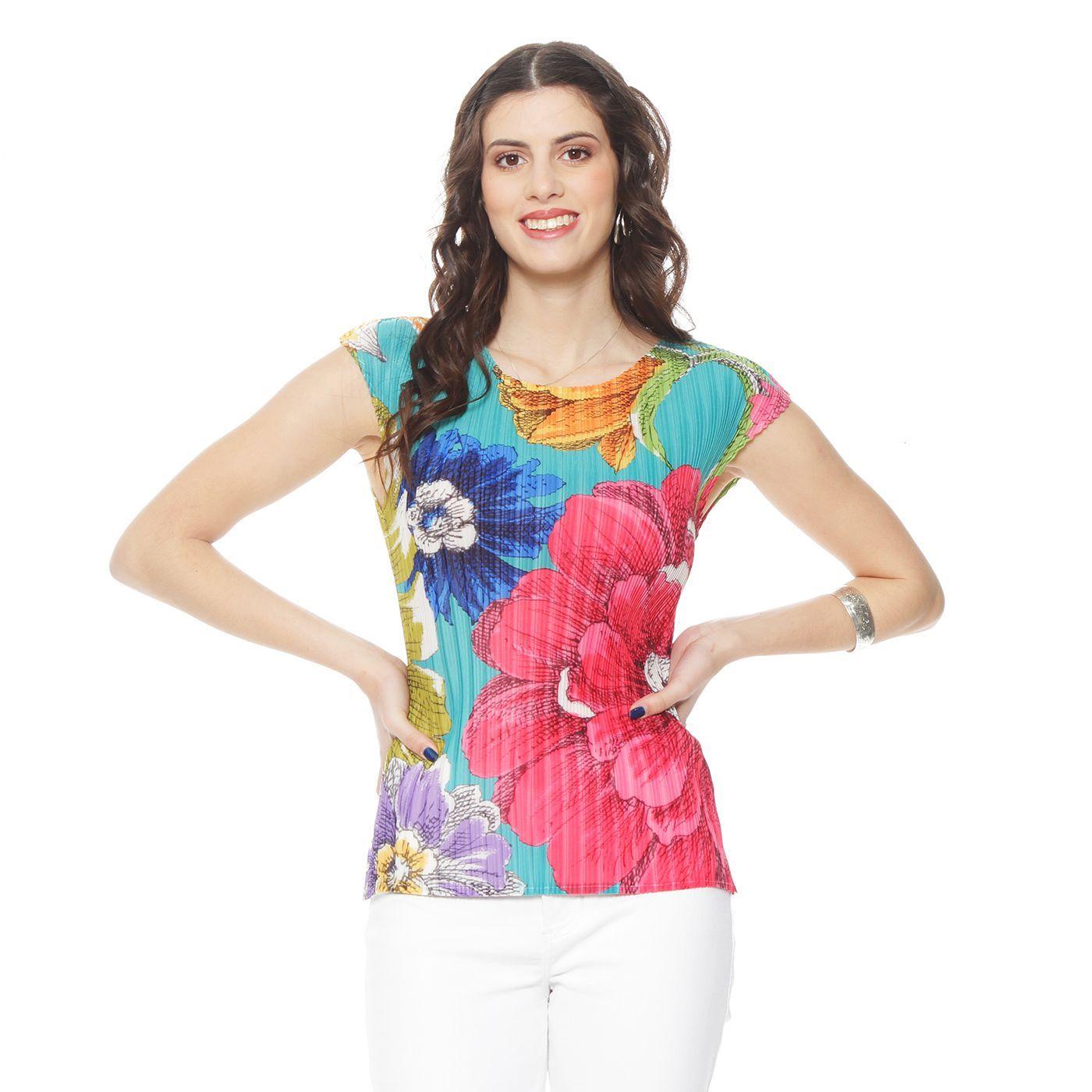 Blusa Sin Manga Estampada Plisada-0