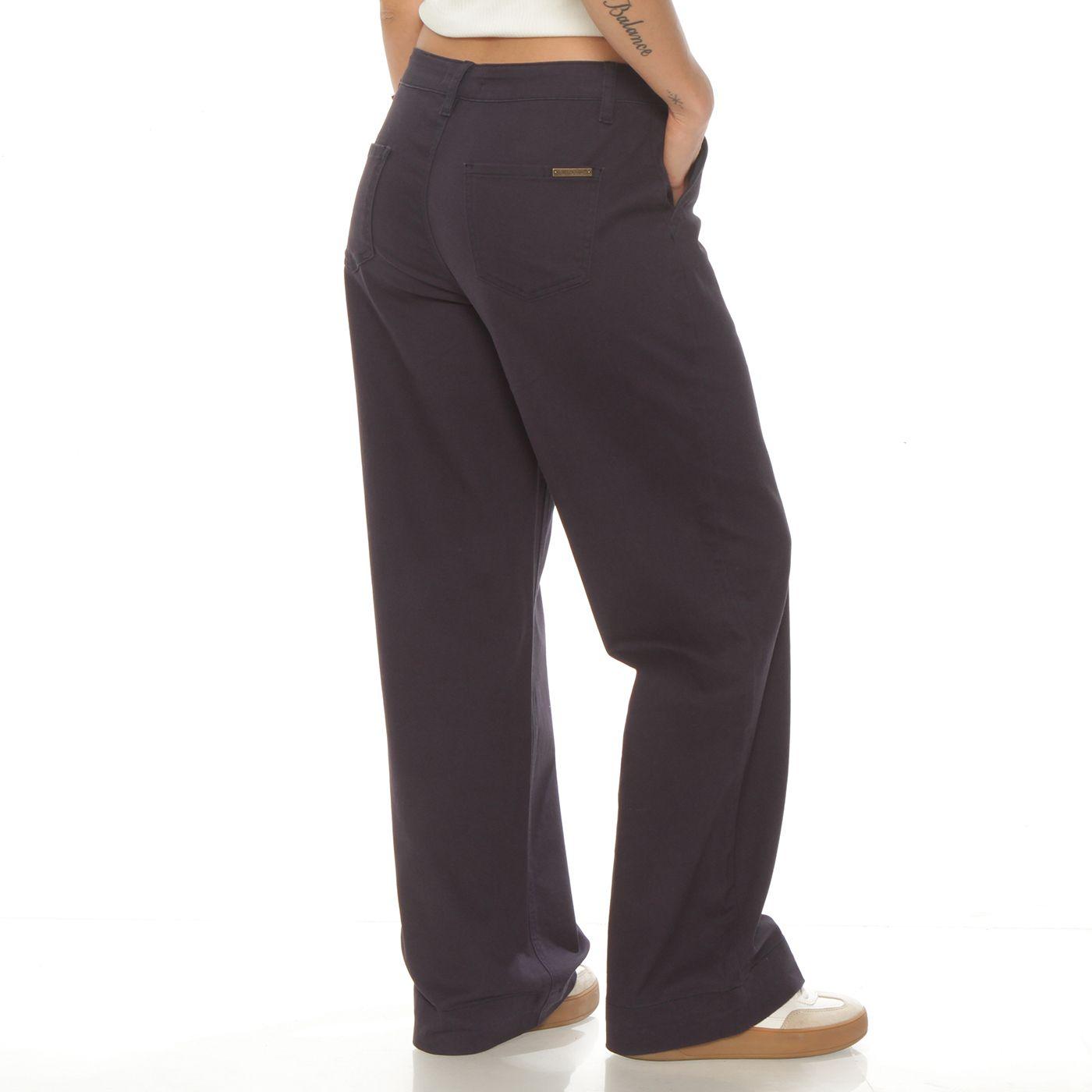 Pantalon Wide Leg Tiro Alto Pretina Basica 1 Boton Bolsillo Argentina-5