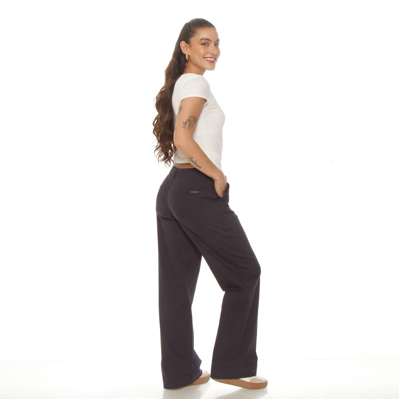 Pantalon Wide Leg Tiro Alto Pretina Basica 1 Boton Bolsillo Argentina-6