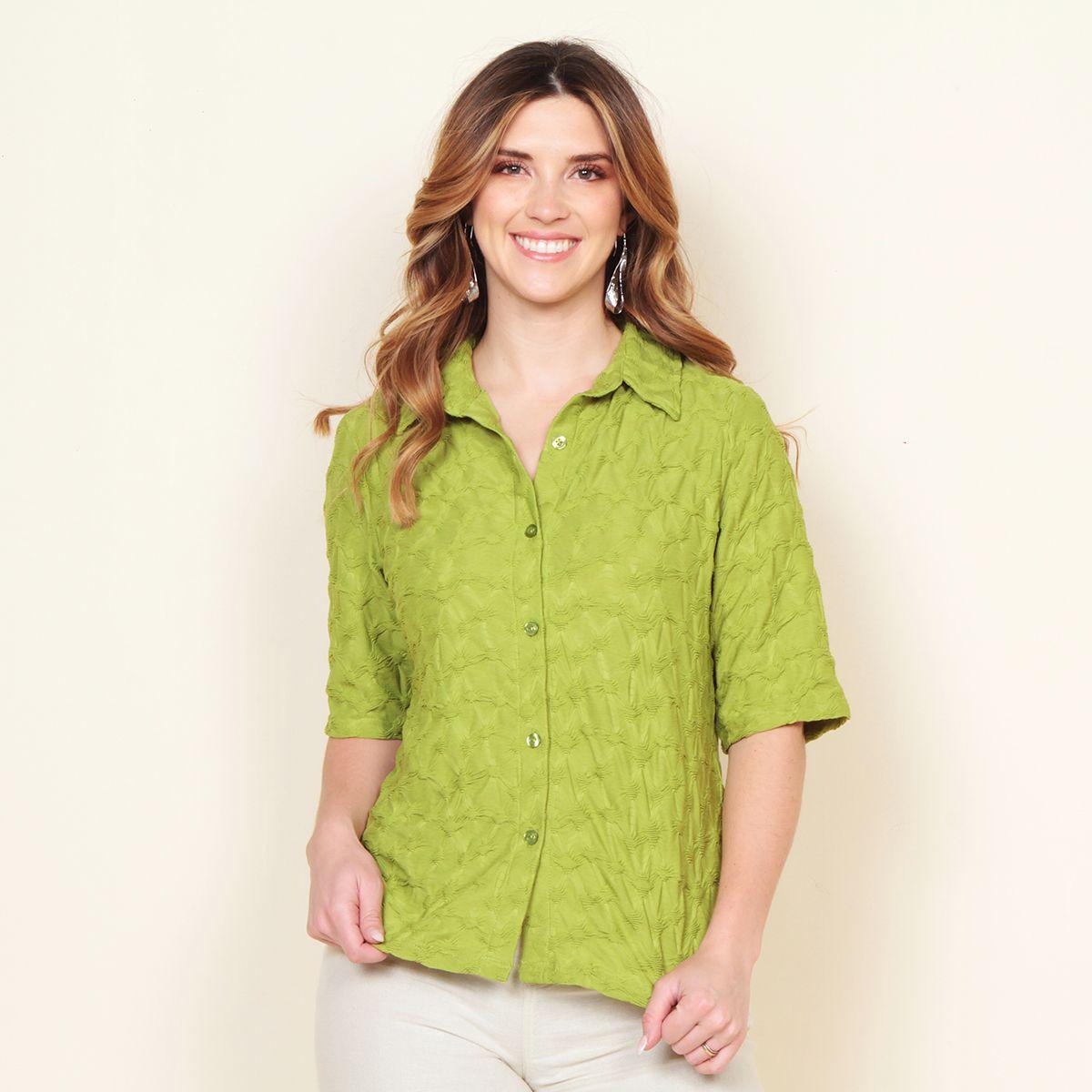 Blusa Manga Corta Abotonada En El Frente-0