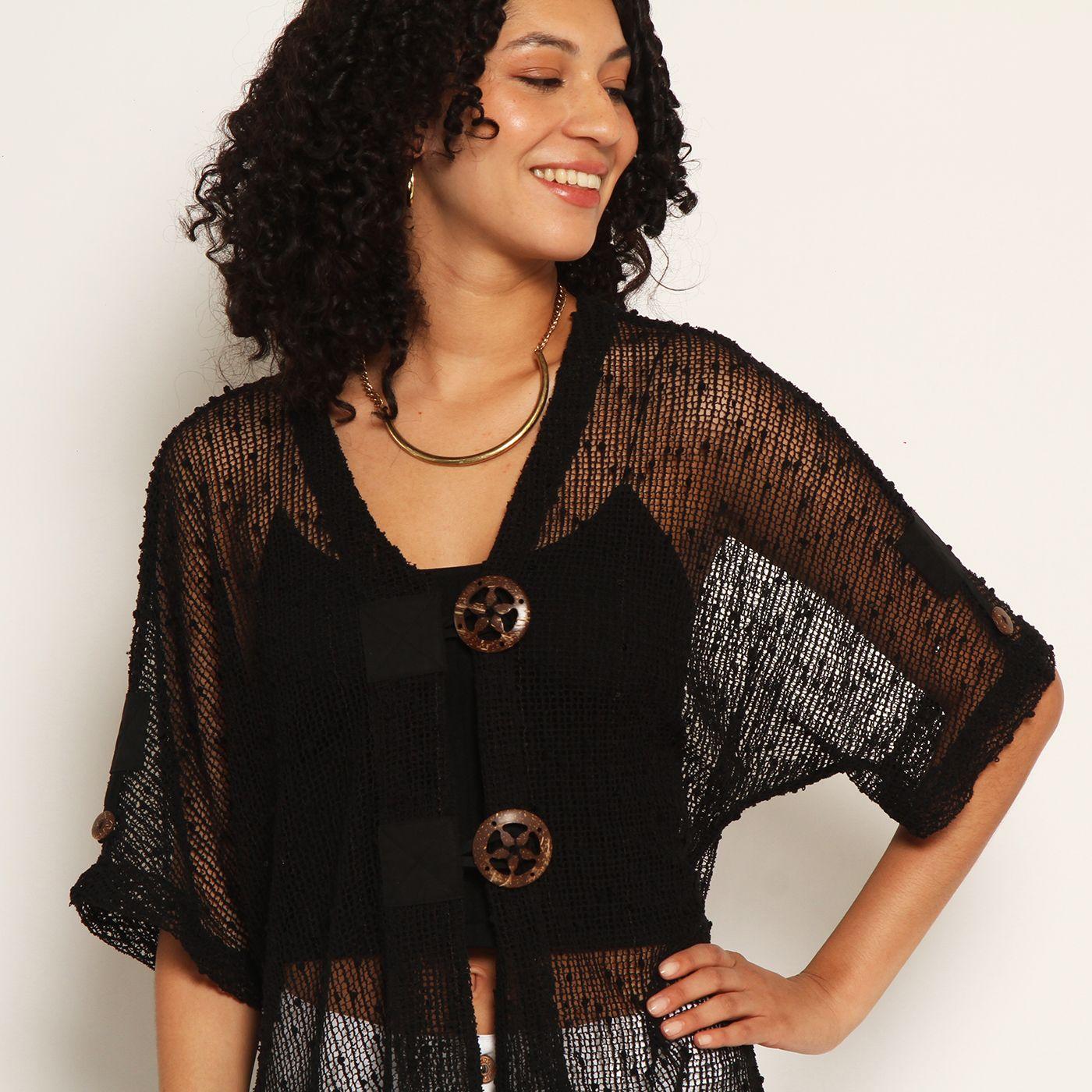 Chaleco Manga Corta Tejido Escote V Con Botones-5