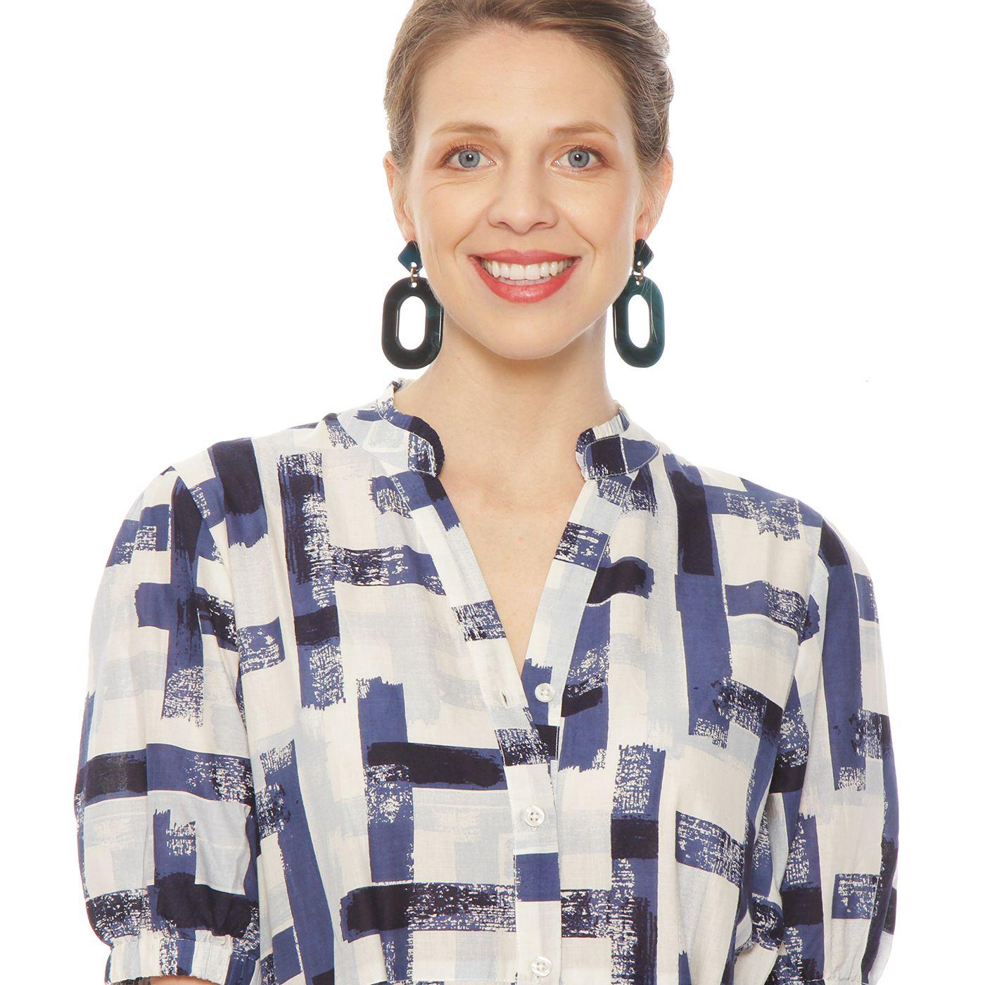 Vestido Manga Corta Estampado Abotonado En Delantero Y Cinturon-3