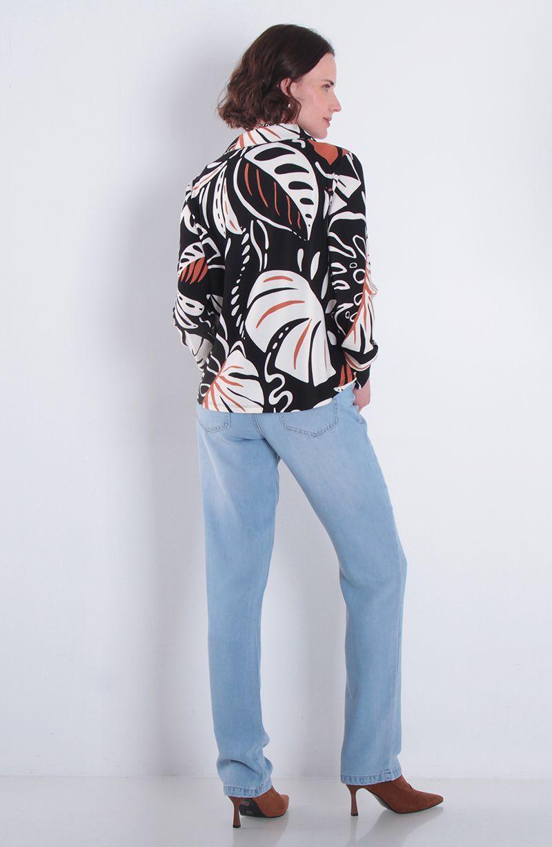 Blusa Estampada Manga Larga Abotonada En Delantero-6