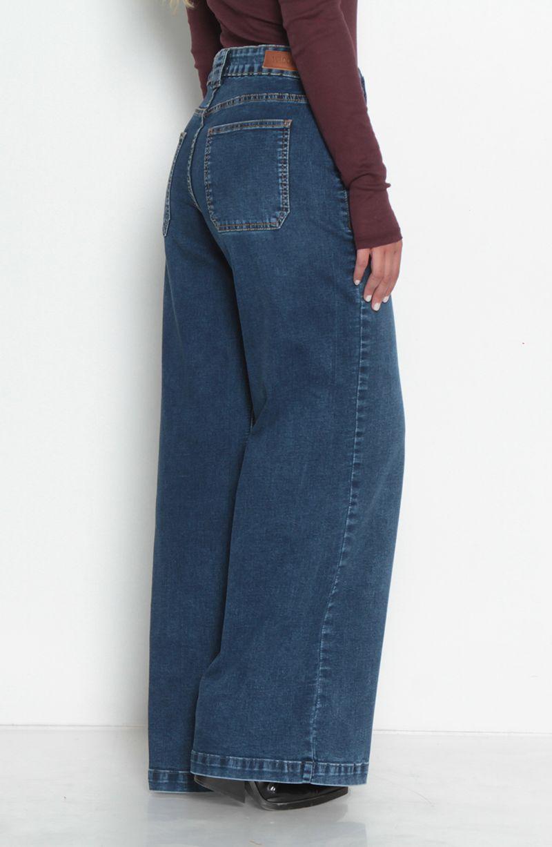 Jeans Wide Cargo Tiro Medio Pretina Basica  1 Boton-5
