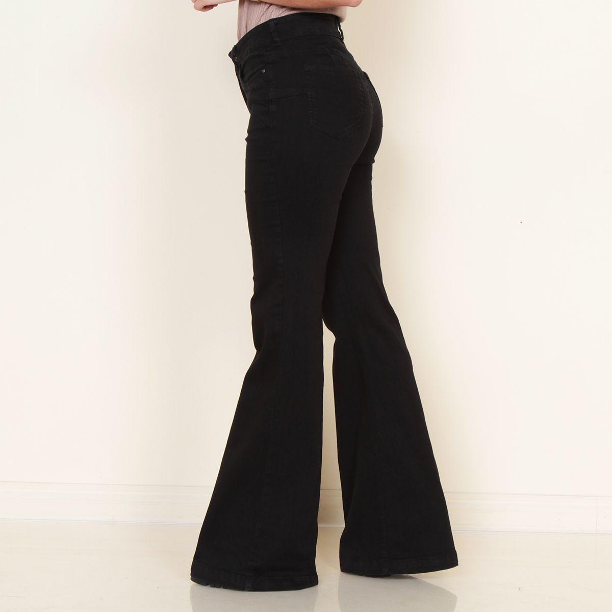Jeans 1 Boton Flare Tiro Alto Push Up Pretina 1 Boton-1