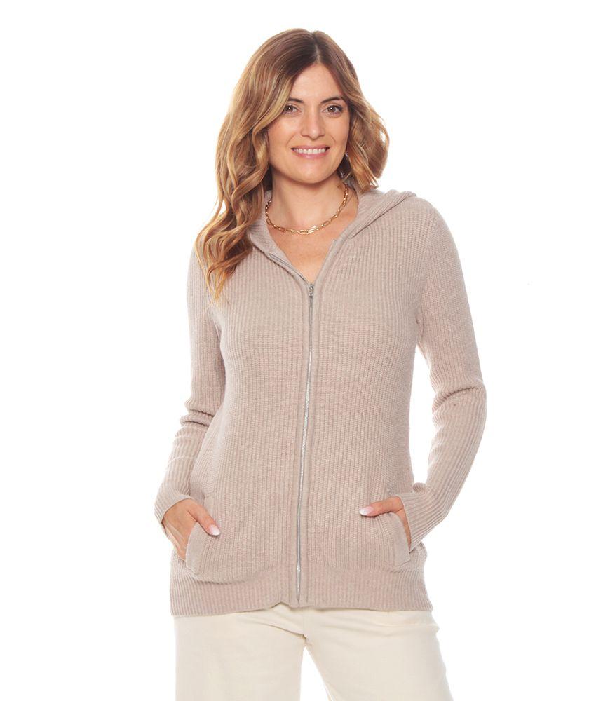 Chaleco Solido Manga Larga Con Cierre En Delantero-0